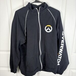 Blizzard Overwatch Men's‎ Jacket XL Black Full Zip Front Gamer Logo Esports
